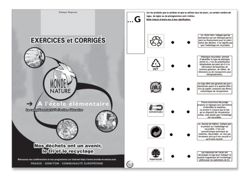 Cahier d'Exercices Le Tri et Le Recyclage Monde et Nature
